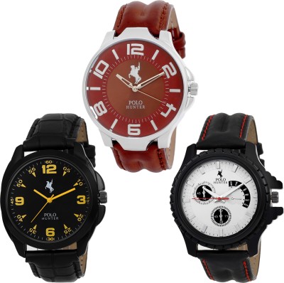 POLO HUNTER Multi Color-125125 Stylish Combo Pack Of 3 Watch  - For Men   Watches  (Polo Hunter)