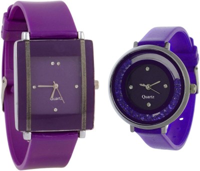 SPINOZA Purple square shape simple and professional and movable crystals in dial fancy and attractive purple women Watch  - For Girls   Watches  (SPINOZA)