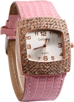 GoGoey 39485511 Pink Ladies Crystal Leather Watch Watch  - For Women   Watches  (Gogoey)