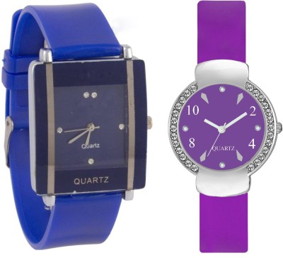 SPINOZA Blue square shape simple and professional and glory purple crystals studded round fancy women Watch  - For Girls   Watches  (SPINOZA)