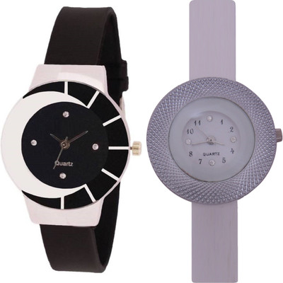 View SPINOZA black white color fancy beautiful glass watch with white glory round beautiful techture on dial for women Watch  - For Girls Wrist Watches Price Online(SPINOZA)