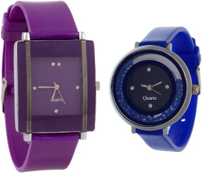 SPINOZA Purple square shape simple and professional and movable crystals in dial fancy and attractive blue women Watch  - For Girls   Watches  (SPINOZA)