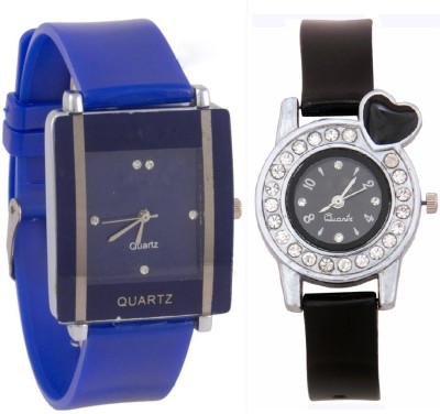 SPINOZA Blue square shape simple and professional and black crystals heart unique and beautiful glory women Watch  - For Girls   Watches  (SPINOZA)
