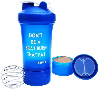 

SARVA SALES SHAKE DOUBLE STORAGE GYM SHAKER BOTTLE 500 ml Shaker(Pack of 1, Blue), Blue with white cap