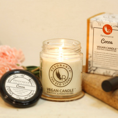 

RESONANCE Natural Wax Aroma Candle - Medium Jar Vegan Candle in Cocoa Fragrance Candle(White, Pack of 1)