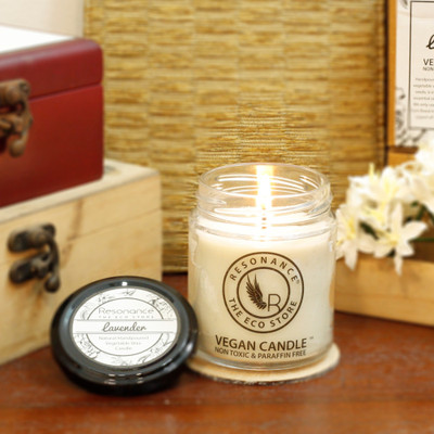 

RESONANCE Natural Wax Aroma Candle - Medium Jar Vegan Candle in Lavender Fragrance Candle(White, Pack of 1)