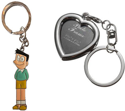 

MGP Fashion Apple Shape Black PhotoFrame With Alphabets Key Chain Combo No.647 Key Chain(Multicolor)