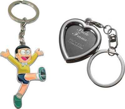 

MGP Fashion Apple Shape Black PhotoFrame With Alphabets Key Chain Combo No.649 Key Chain(Multicolor)