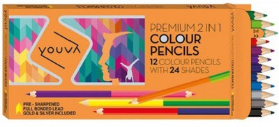 

YOUVA Colour Pencils (2 In 1) Hexagonal Shaped Color Pencils(Set of 1, 24 Colors)