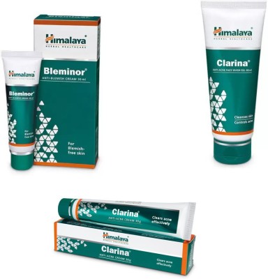 Himalaya Herbals bleminor anti blemish cream, clarina anti acne face wash gel, anti acne cream(3 Items in the set)