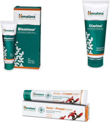 Himalaya bleminor cream, clarina anti acne face wash gel, pimple cream(Set of 3)