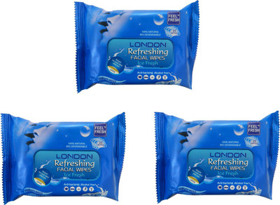 

London Refreshing Facial Wipes Ice Fresh(Pack of 25)