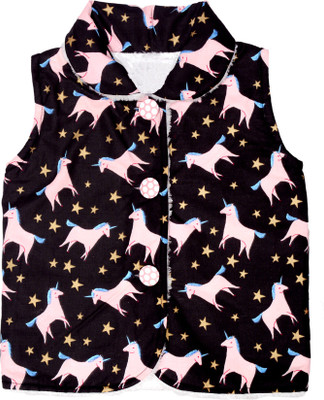 

Always Kids Sleeveless Animal Print Baby Boys & Baby Girls Jacket, Black unicorn