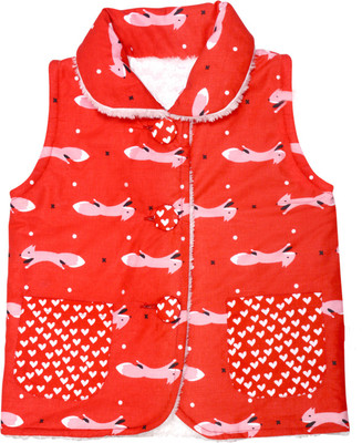 

Always Kids Sleeveless Animal Print Baby Boys & Baby Girls Jacket, Red fox