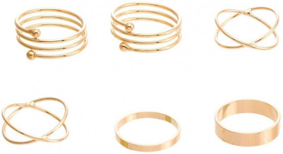 

Staybeautiful Set of 6 piece  ring set Alloy Yellow Gold Plated Ring Set