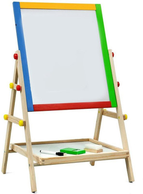 

Munchkinz Wooden Double Sided Magnetic Drawing and Writing Board with Tray(Multicolor)