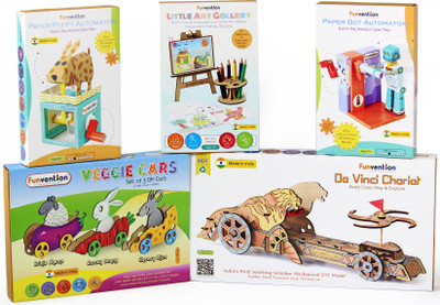 

Funvention Educational Toy Gift Hamper - Set of 5 Innovative DIY(Do It Yourself) Learning and Puzzle Toys - Gift Set(Multicolor)