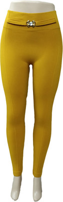 ICABLE Ankle Length Ethnic Wear Legging(Yellow, Solid)