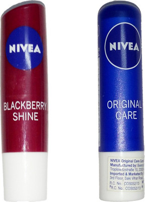

Nivea ORIGINAL CARE LIP BALM 4.8GM + BLACK BERRY SHINE LIP BALM 4.8GM BLACK BERRY(Pack of: 2, 4.8 g)