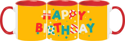 

Ashvah Happy Birthday 1561 Ceramic Mug(350 ml), Red