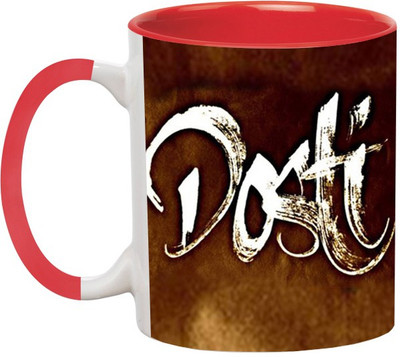 

Ashvah Dosti Ceramic Mug(350 ml), Red