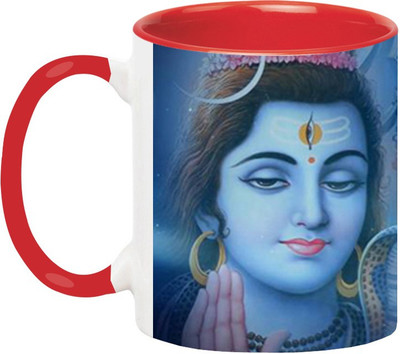 

Ashvah Shiva Ceramic Mug(350 ml), Red