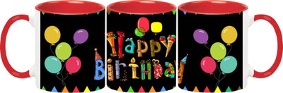 

Ashvah Happy Birthday 1527 Ceramic Mug(350 ml), Red