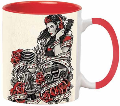 

Ashvah DJ Girl Ceramic Mug(350 ml), Red