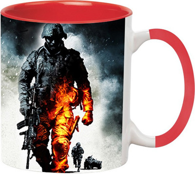 

Ashvah Solidier Ceramic Mug(350 ml), Red