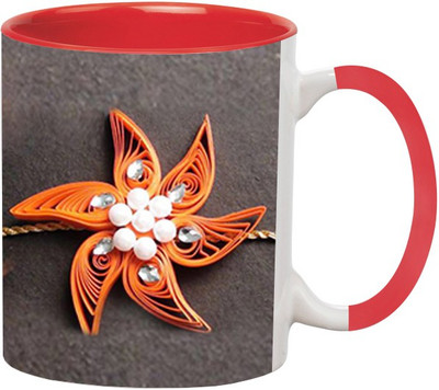 

Ashvah Raksha Bandhan Ceramic Mug(350 ml), Red