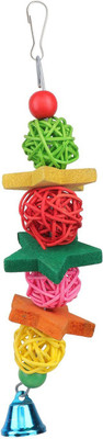 

SRI Sri New Colorful With Bell Entertaining Toy For Parrot Cage Parakeet Cockatiel Finch Lovebird Budgie (Star (Medium)) Plastic Chew Toy For Bird