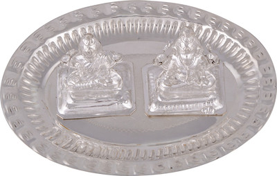 

Shreeng silver plated large ganesh laxmi set 3pcs. Stainless Steel(Silver)