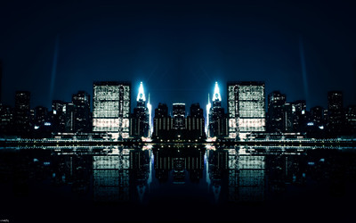 

City Night Reflections travel & world ON FINE ART PAPER HD QUALITY WALLPAPER POSTER Fine Art Print(19 inch X 13 inch, Rolled)