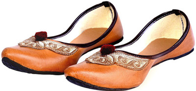 

Halowishes Halowishes Women Leather & Zari work Brown Ballerina Sandals Bellies For Women(Brown