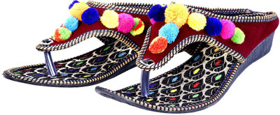 

Halowishes Halowishes Comfortable High Heel Jaipuri Traditional Chappal Casuals For Women(Multicolor, Multi-color
