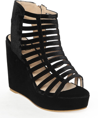 

Flat n Heels Women Black Wedges