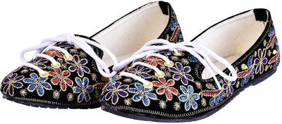 

Halowishes Women Fancy Multicolor Zari Work Floral Design Ballerina Sandals - 118- Bellies For Women(Multicolor