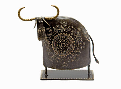 

VALMONT Rajasthani handcraft of traditional Handpainted metal cow showpiece Decorative Showpiece - 20 cm(Iron, Brown)