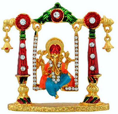 

FineArts Premium Quality Statue/Idol of Lord Ganesh Hanging Idol with Crystals for Car Dashboard, Office Tables and Prayer/Pooja Room/Diwali/Dipawali Gift 7cm x6 cm Decorative Showpiece - 7 cm(Nickel, Multicolor)