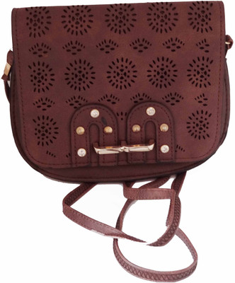 

ALIVE Women Casual Brown Leatherette Sling Bag