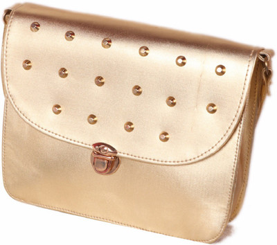 

Rapidcostore Girls Casual Gold PU Sling Bag