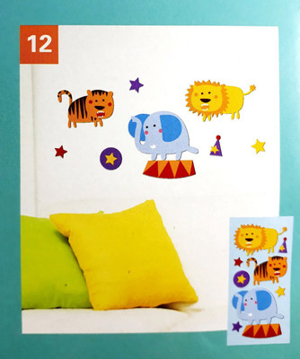 

DUS10  Kids Room/Home Wall Decor Sticker ,PVC Vinyl, Multicolor, Animals Theme ,Finish Size on Wall - 110 cm x 50 cm x 1 cm - Pack of 1 Sticker(Pack of 1