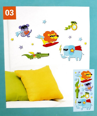 

DUS10  Kids Room/Home Wall Decor Sticker ,PVC Vinyl, Multicolor, Super Animals Theme ,Finish Size on Wall - 85 cm x 50 cm x 1 cm - Pack of 1 Sticker(Pack of 1
