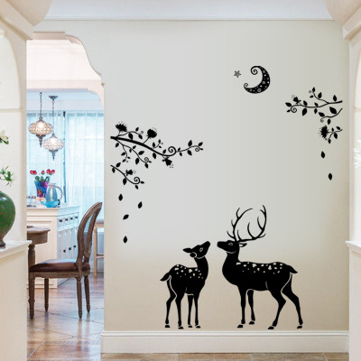 Oren Empower Artistic Deers - Create a Peace of mind wall sticker for bedroom(90 cm X cm 60, Black) available at flipkart for Rs.349