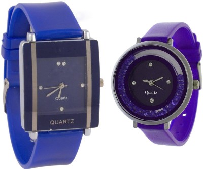 SPINOZA Blue square shape simple and professional and movable crystals in dial fancy and attractive purple women Watch  - For Girls   Watches  (SPINOZA)
