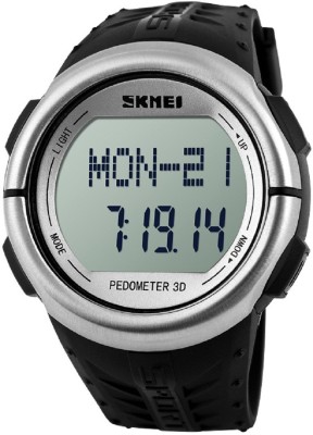 Skmei 1058BLK Healtmeter Digital Sports Watch with Peodmeter , Pulse Rate , Calories Count - For Men - Black Dial Watch  - For Boys   Watches  (Skmei)
