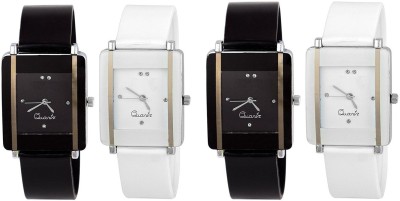 keepkart Jackpot Combo Pack Of - 4 White And Black Square Watch For Women And Girls Watch  - For Girls   Watches  (Keepkart)