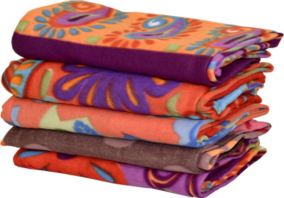 Peponi Floral Single Fleece Blanket(Polyester, Multicolor)