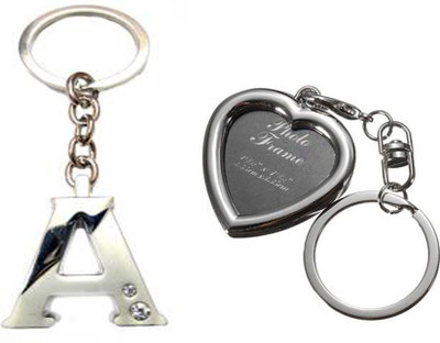 

MGP Fashion Apple Shape Black PhotoFrame With Alphabets Key Chain Combo No.643 Key Chain(Multicolor)