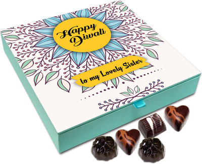 

Chocholik Diwali Sweets - Happy Diwali To My Lovely Sis Chocolate Box - 9pc Truffles(108 g)